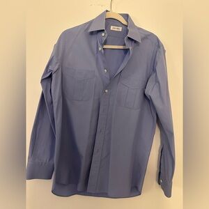 Ascot Chang Custom-Made Blue Cotton Dress Shirt - M